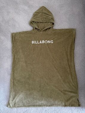 Billabong Olive Hooded Terry Beach Poncho